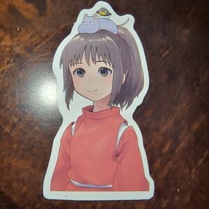 Anime Girl Die-Cut Sticker - Coral Red Outfit Studio Ghibli